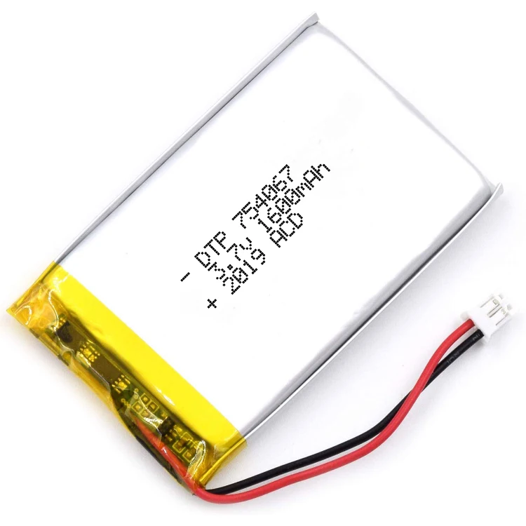 Factory Direct Selling 3.7v 1600mah li-polymer battery DTP754067