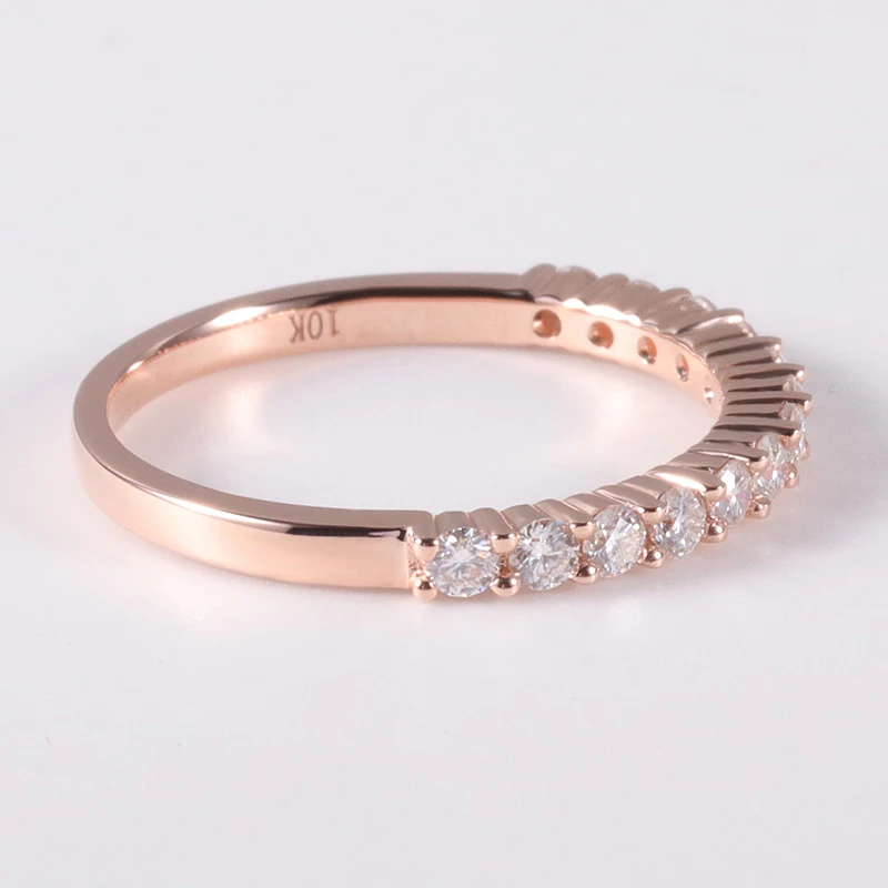 Provence Jewelry 1.8mm melee moissanite 10k rose gold eternity ring band for daily wearing
