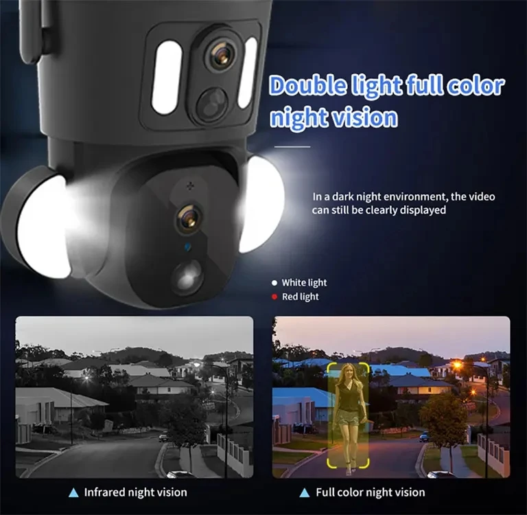 4MP Pir Ptz Dual Lens UBOX APP 9W Solar Wifi Battery Camera