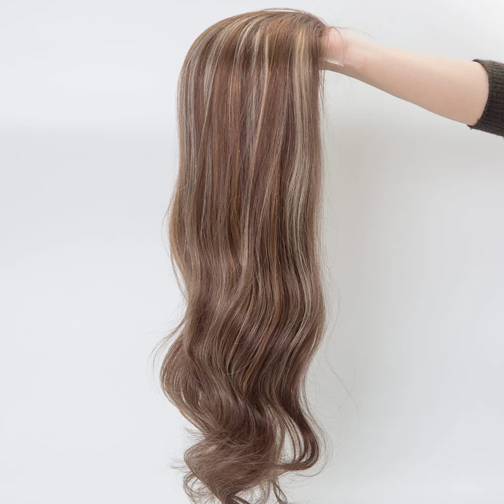 Medical wig manufacturer European virgin hair silk top hd lace full hand tied single knots glueless wig  for alopecia friendly