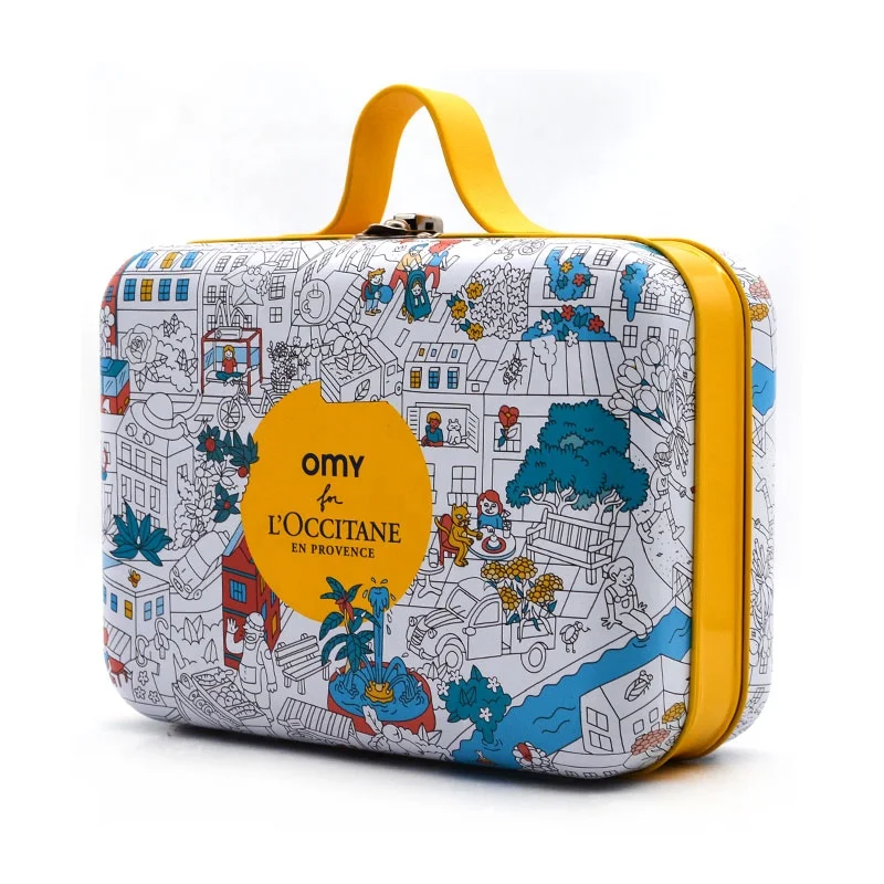 Custom Printed Food Grade for Cookie Cake Gift Packing Box Hinged Lid Metal Lunch Tin Cans