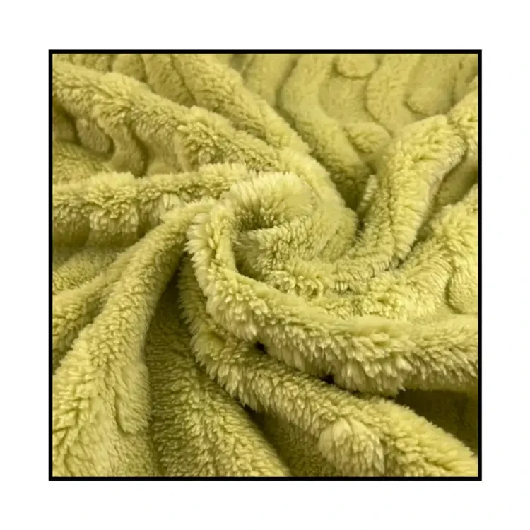 Green custom soft knit embossed jacquard sherpa fleece  clothes