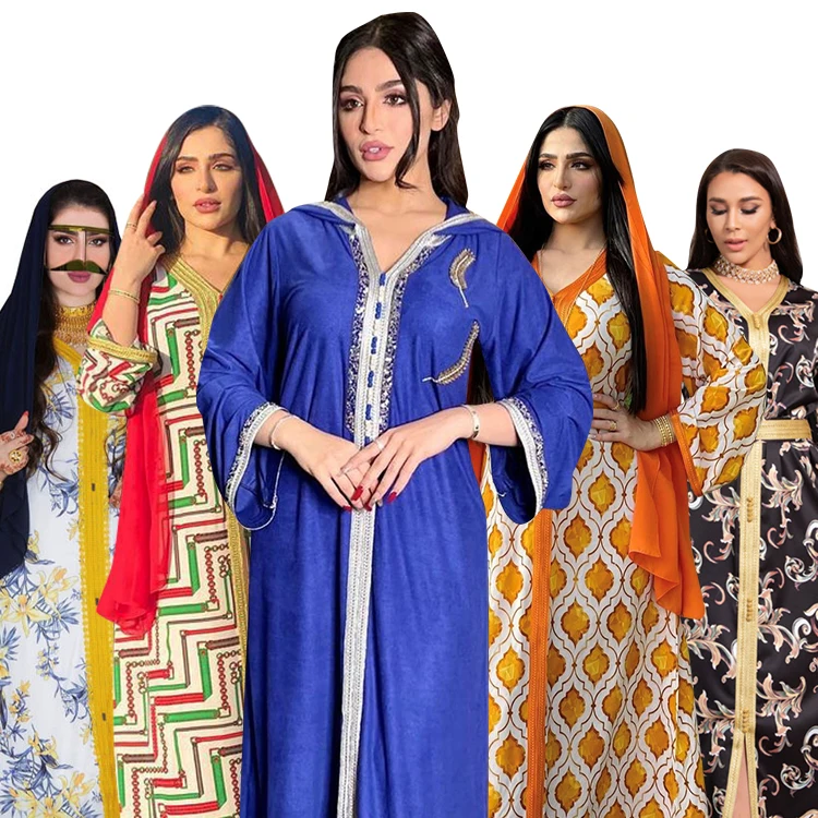 N&P Fashion Hijab Scarf Jalabiya GuangZhou Hongjing Women Clothing Muslim Print Dress