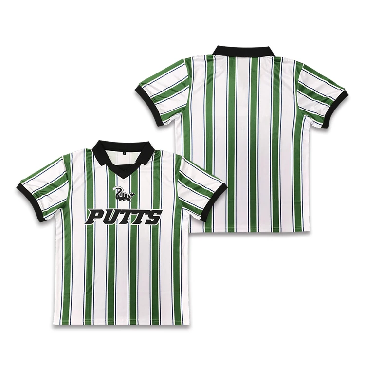 Wholesale Custom Retro Design  Football Jersey Sublimated Stripe Soccer Jersey