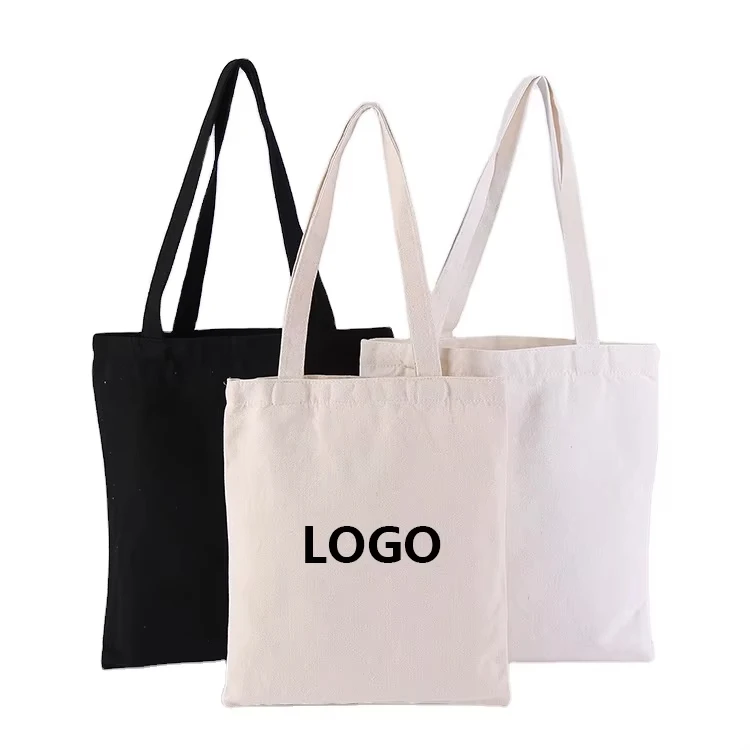 Shopping Bags Wholesale Plain Organic Reusable Foldable Custom Design Print Cotton Canvas Tote Bag Beach Shopping Bag With Logo