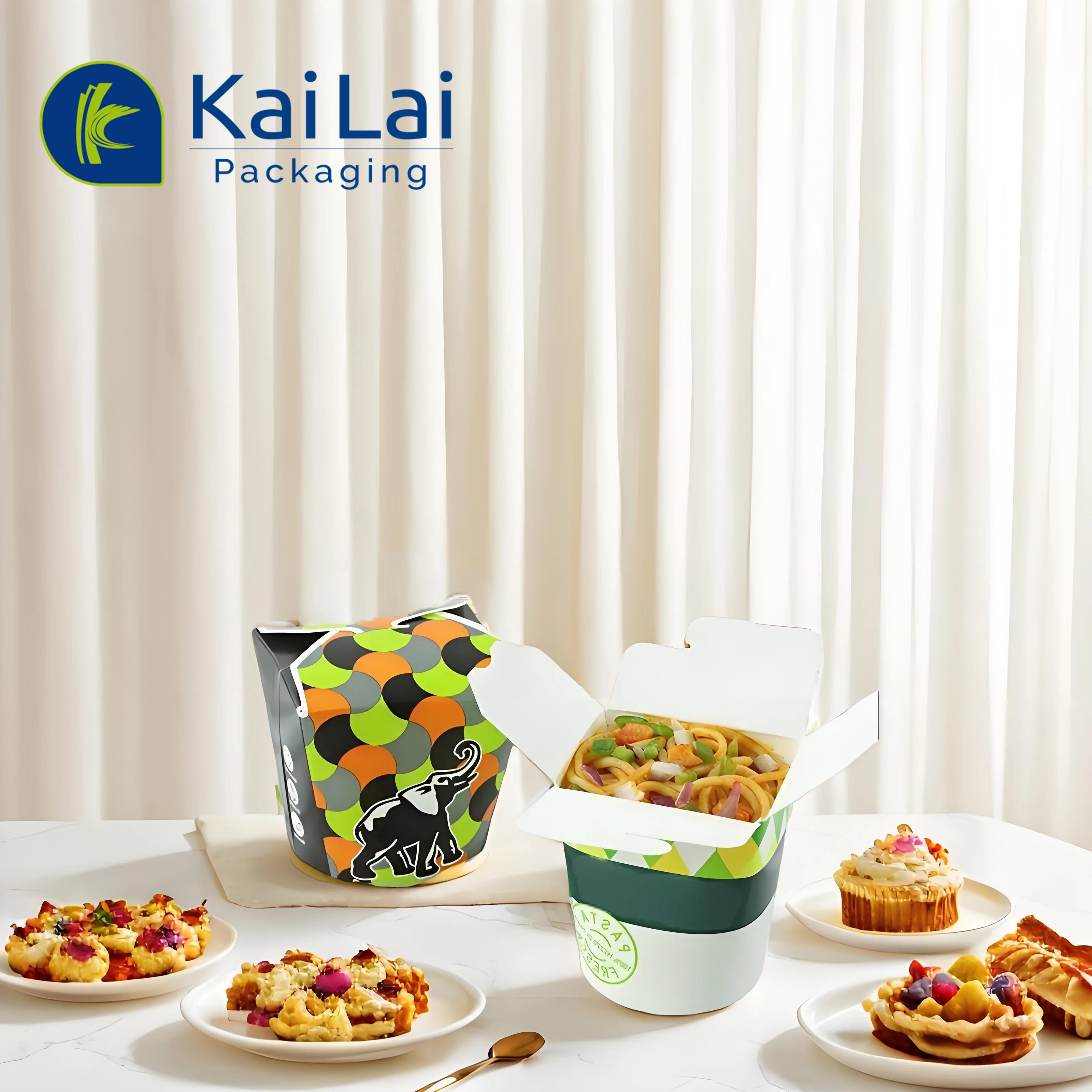 Custom Recycled Biodegradable Disposable Rice Pasta Food Container Noodles Takeaway Packing Box 16oz Kraft Paper Box for Noodles