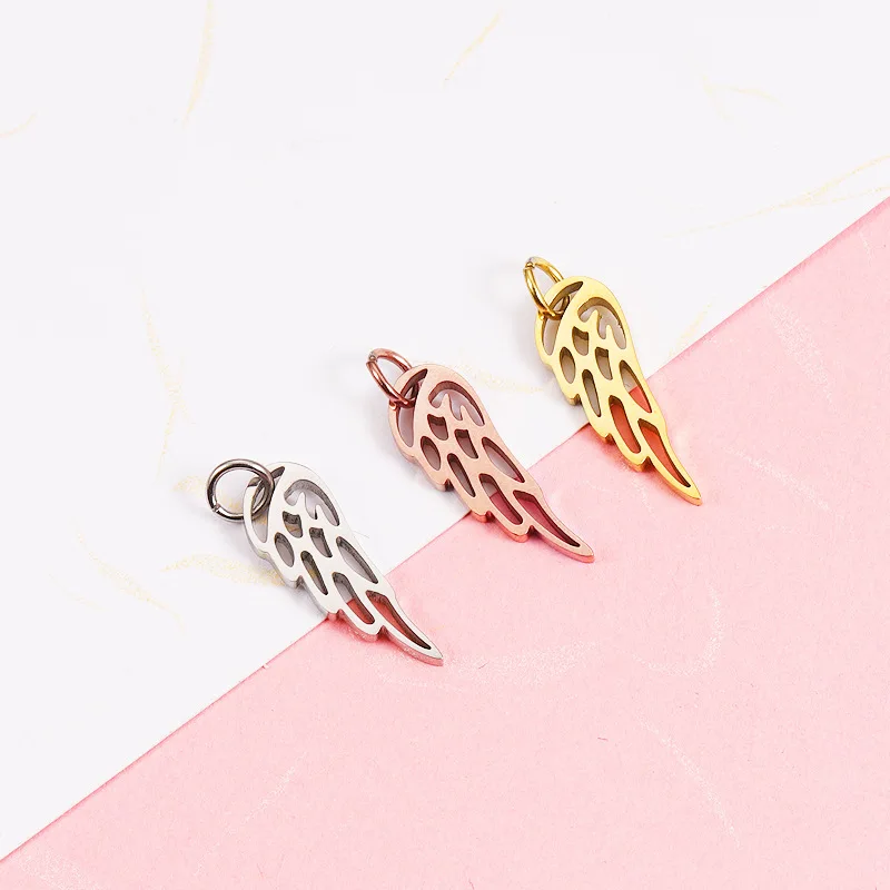 custom manufacturer jewellery lucky christmas angel wing charms stainless steel for jewelry making