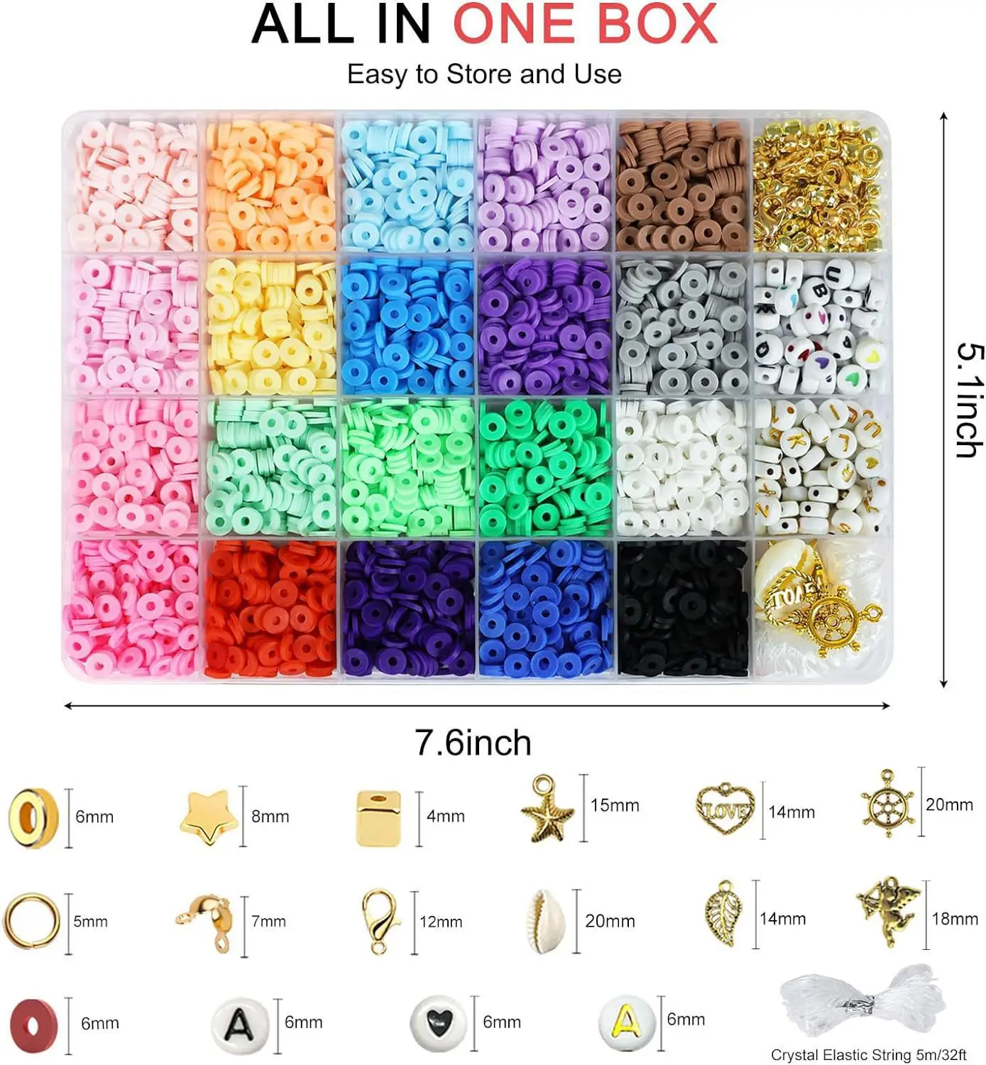 3200PCS/Set Diy Jewelry Making kit Polymer Clay Beads Spacer Charm With Clasp For Diy Bracelet Necklace Making Accessories