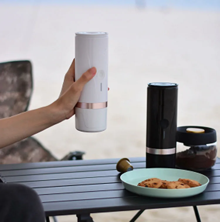 portable coffee maker for Nespresso Mini Smart Capsule Outdoor Camping Coffee Maker have black and white colors