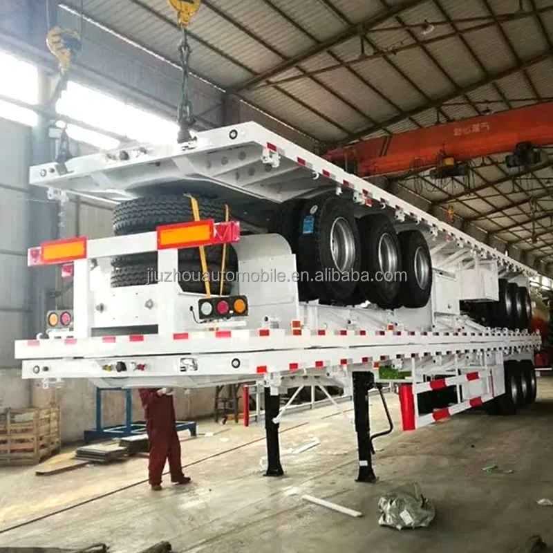 Direct Sale 40ft-45ft Flatbed Container Factory-priced 3 Axles Semi-trailer For Sale 40ton 60ton Capacity
