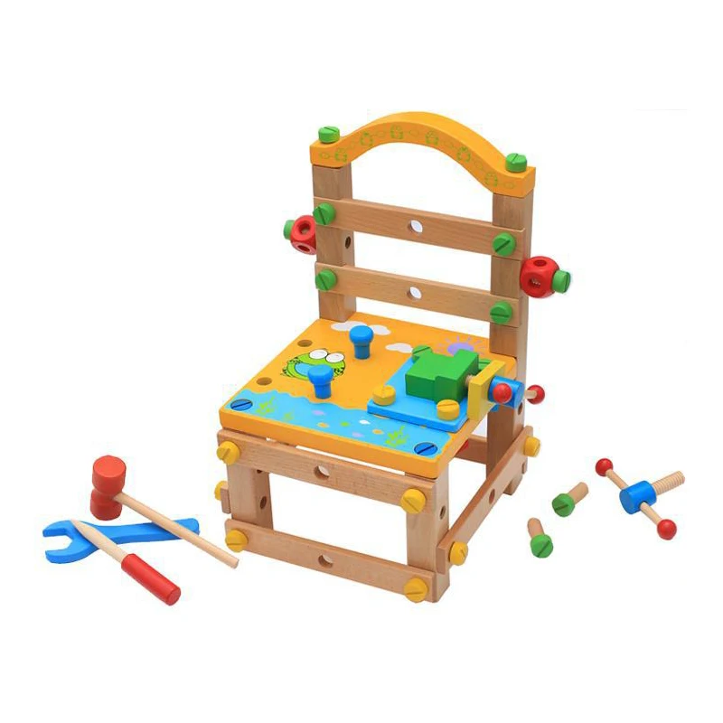 
Wooden toy Function Disassembly Tool Chair Children DIY Toy Bag Practical Ability Combination Toy Montessori Material 