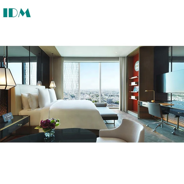 IDM-146 Modern Luxury Metal Wooden Hotel Room Furniture Custom Furniture Hotel 5 Star Hotel Bedroom Set