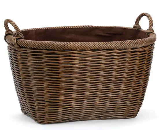 Very Strong Excellent Quality Lined Raw Log Basket Willow Firewood Holders Wicker Large Wood Burner Bin Rope Handle