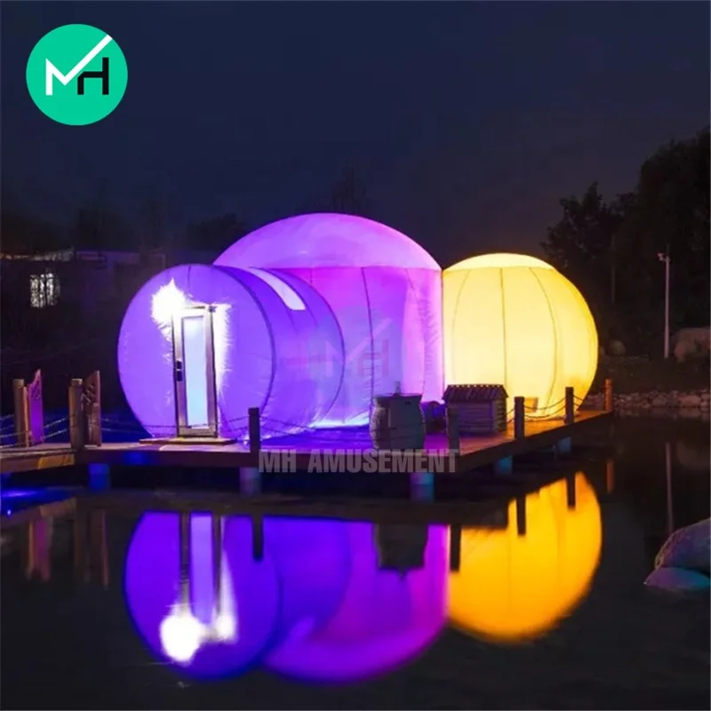 high quality LED lighting outdoor camping tent hotel glamping inflatable bubble tent for sale