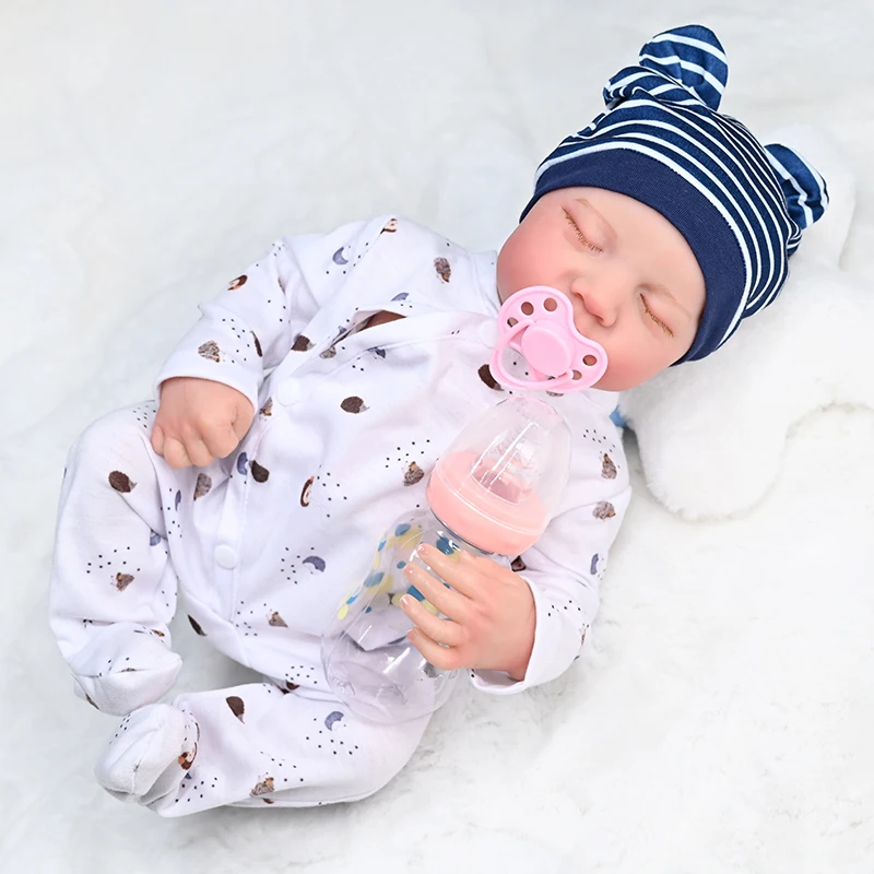 18inch Full Body Vinyl Reborn Baby Doll Meadow Newborn Baby Size Handmade Hand-root Hair 3D Painted Visible Veins Real Pictures