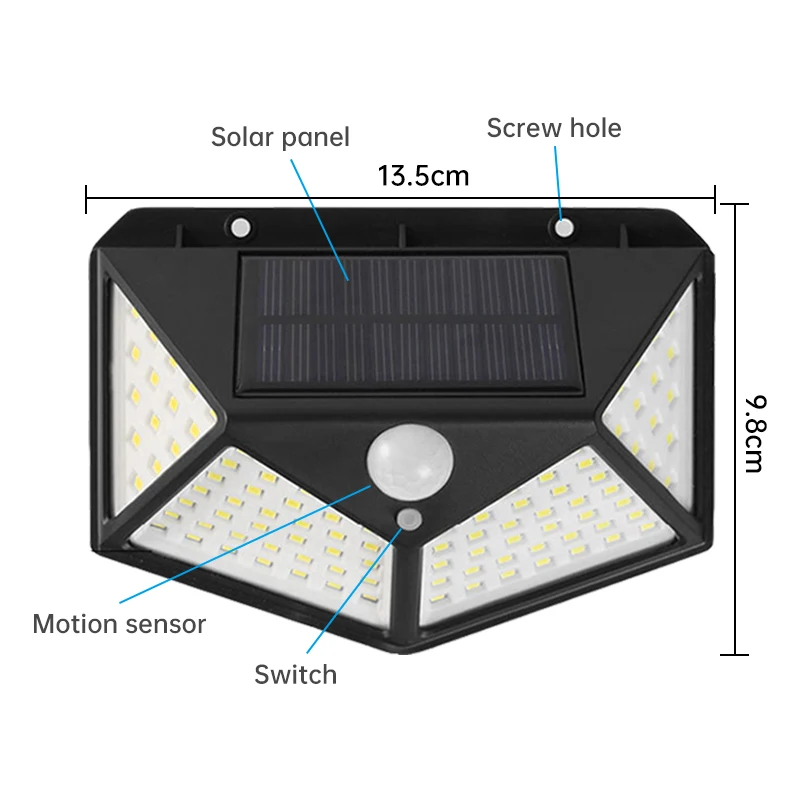 High Quality Cheap Price Outdoor Solar Powered Garden Lamp 100 LED Waterproof Motion Sensor Solar Wall Garden Light