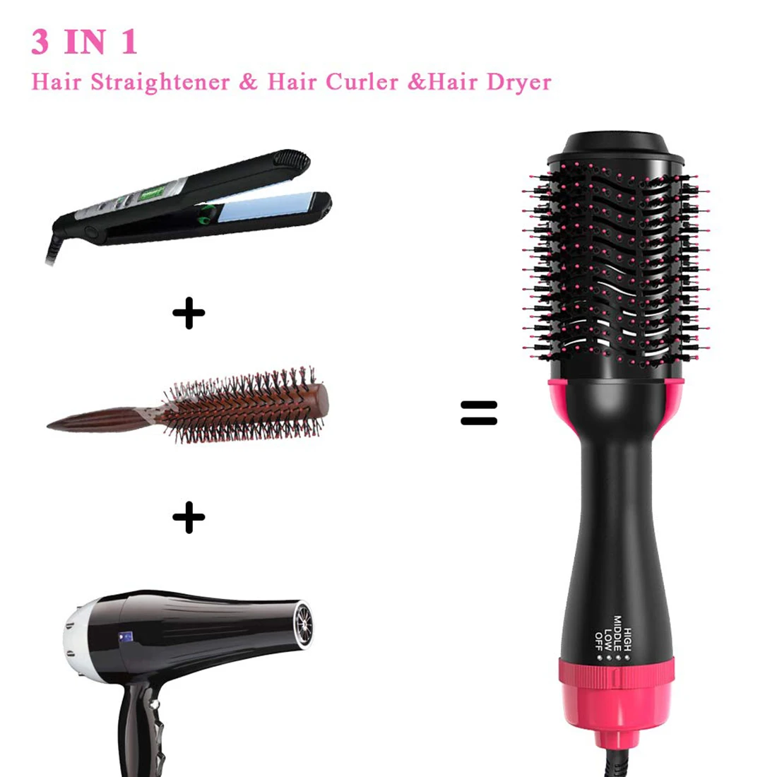 1000W 3 in 1 hair dryer comb hairbrush hair dryer hot air brush styler and volumizer one step hair straightener comb
