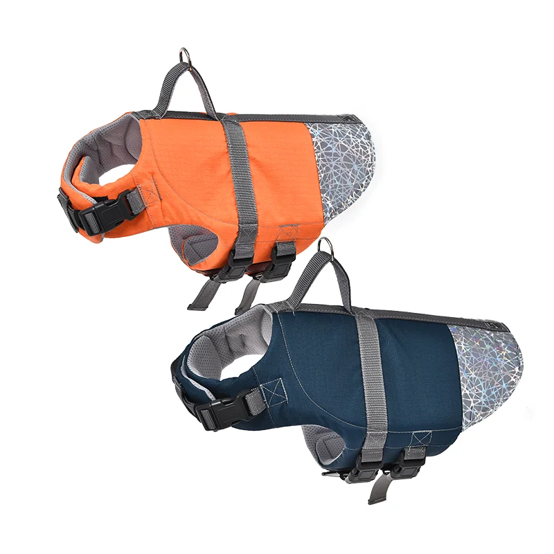 Waterproof Pet Swimming Jacket Reflective Adjustable Dog Harness With Grab Handle