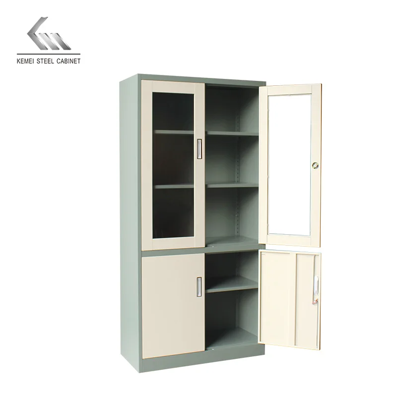 Cheap Price Steel Office Furniture Swing Door Metal Filing File Storage Cabinet With Glss Door