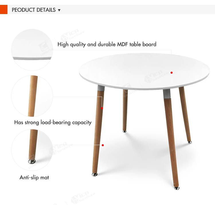Nordic round wood table white wood dining table for kitchen