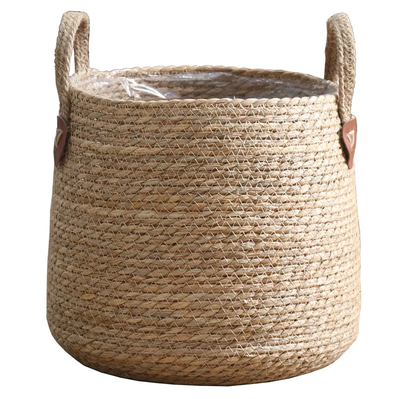High Quality Desktop Flower Arrangement Corn Husk Straw Storage Basket Sundries Storage Basket Art Ornament Storage Basket