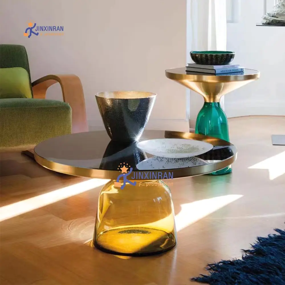 Professional Acrylic Round Coffee Table in Living Room Simple Glass Coffee Table