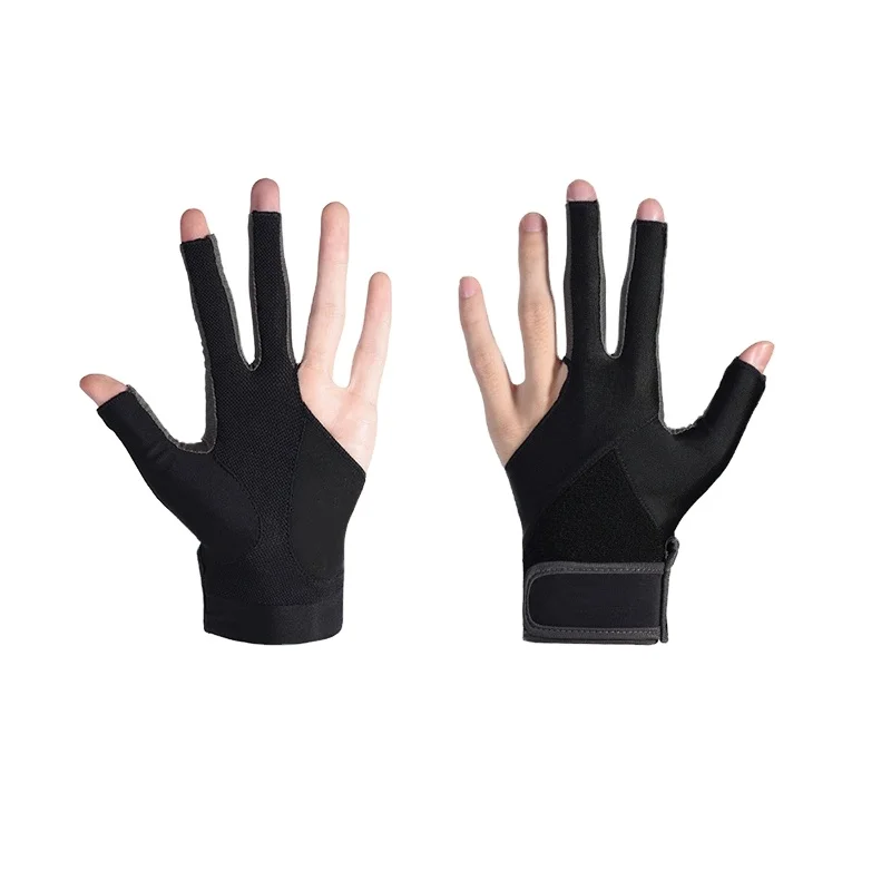 Customized Logo high quality 3 finger billiards gloves breathable pool snooker cue gloves