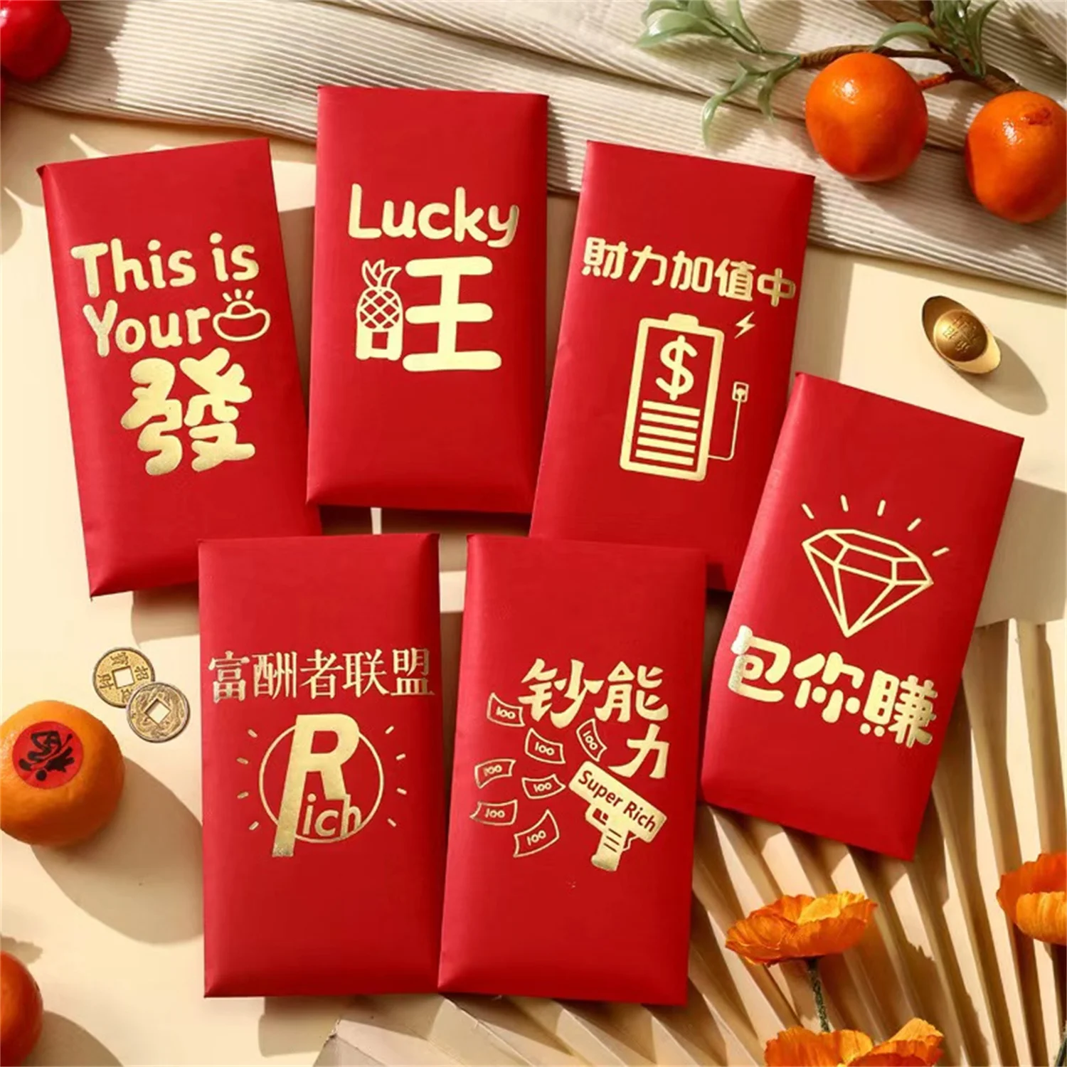 OEM Chinese new year red packet envelope kraft paper custom red envelope recyclable eco-friendly new year red pocket envelope
