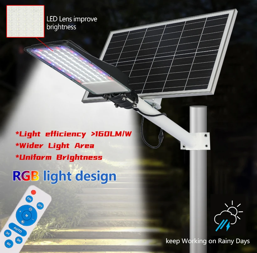 Outdoor remote control for garden home patio walkway 150W 240W street lamp IP66 Semi-integrated RGB model all in one