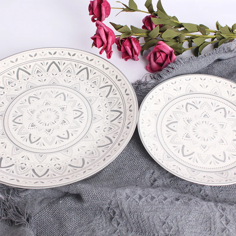 Restaurant white tableware set ceramic dinnerware set porcelain plates cup with saucer set