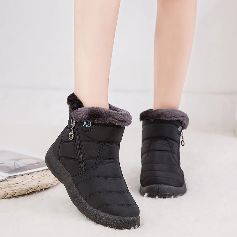 Custom Cheap Waterproof Snow Boots Winter Women Casual Lightweight Ankle Warm Fluffy Boots