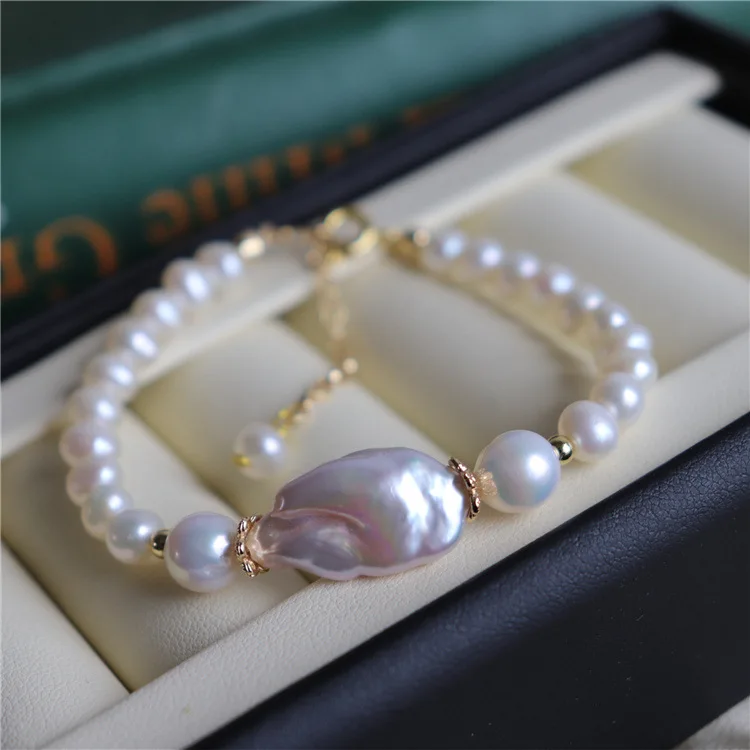Aimgal fashion jewelry  S925 Silver Minimalist Retro AAA Baroque Freshwater pearls bracelet
