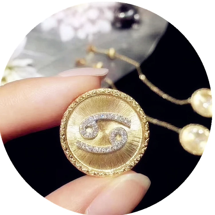 Wholesale Custom Jewelry Natural Diamond Pendant 18K Gold Zodiac Necklace