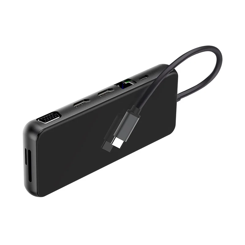 12 IN 1 Usb Hub, Laptop Usb-c Type-c Docking Station Multi Port Industrial Usb 3.0 Type C Adapter With Mirror Side Glass