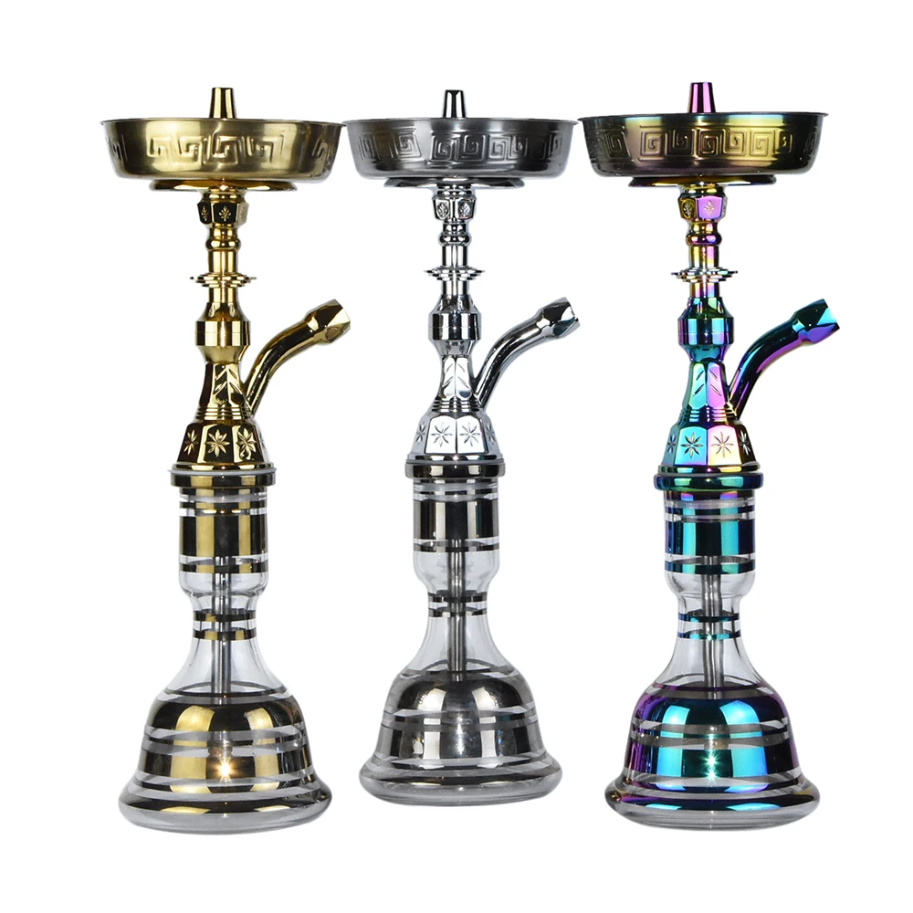 Hot sale factory in stock smoking glass luxury colorful Egypt hookah shisha zinc alloy hookah chicha