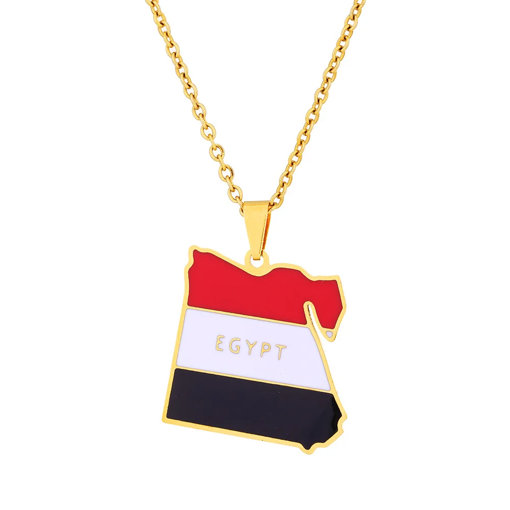 High Quality Country Egypt Map Stainless steel Pendant Necklaces for Men Women Egyptians Maps