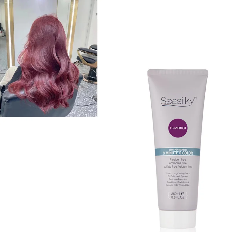 Seasilky Ammonia-Free Semi-Permanent Hair Color Temporary Dye for Pre-lightened Hair No Peroxide Required