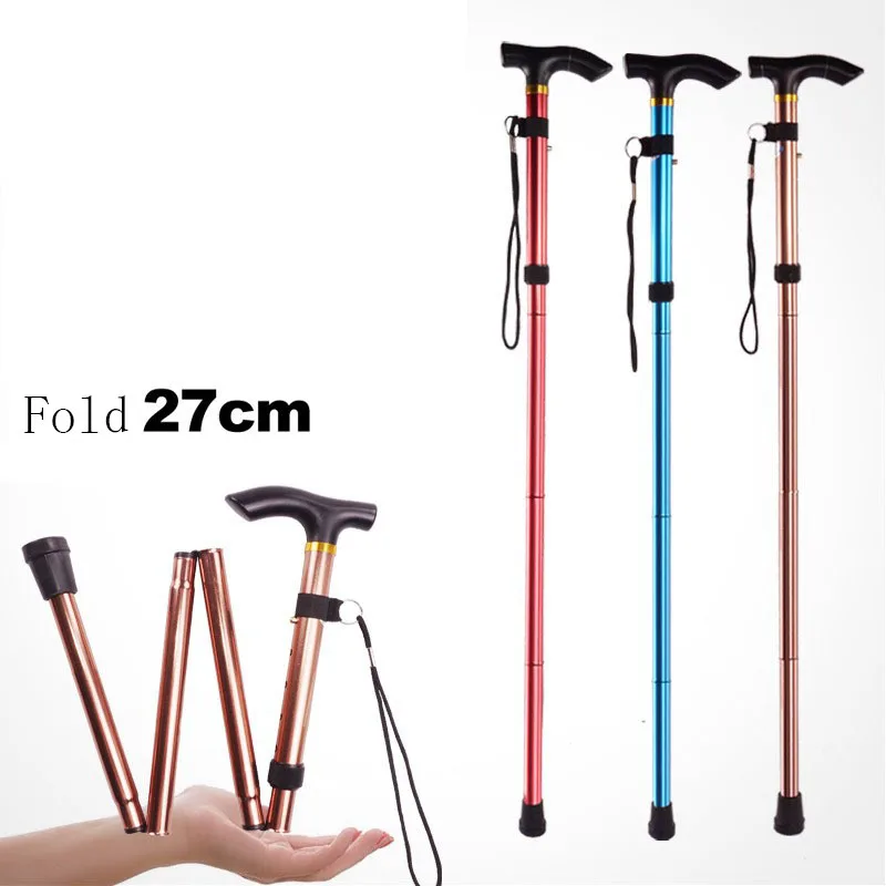 Adjustable Folding Walking Stick Aluminum Alloy Folding Cane Crutch Elderly Climbing Crutches