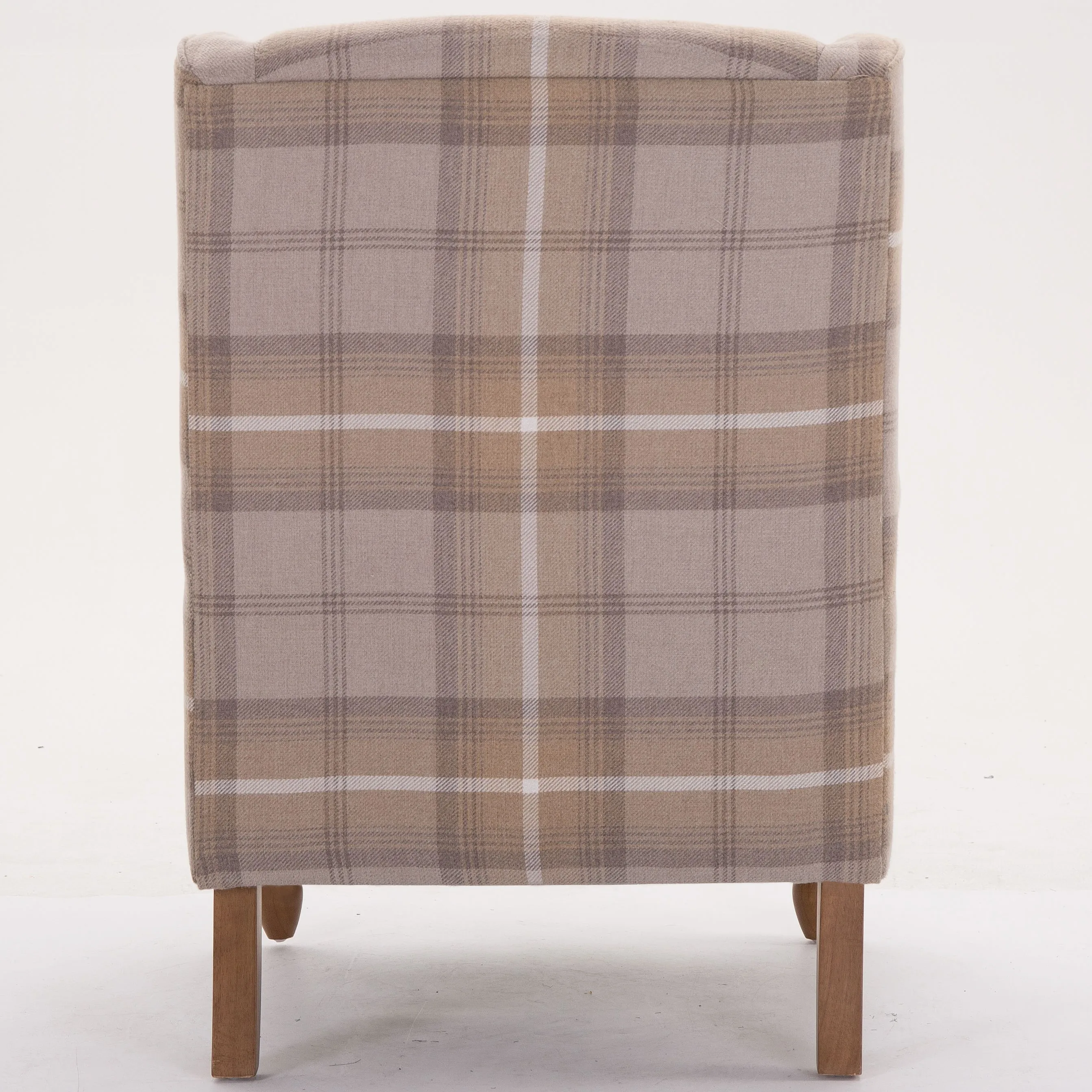 Classic Brown Fabric Upholstered Solid Wood Legs Living Room Accent Chair Armchair