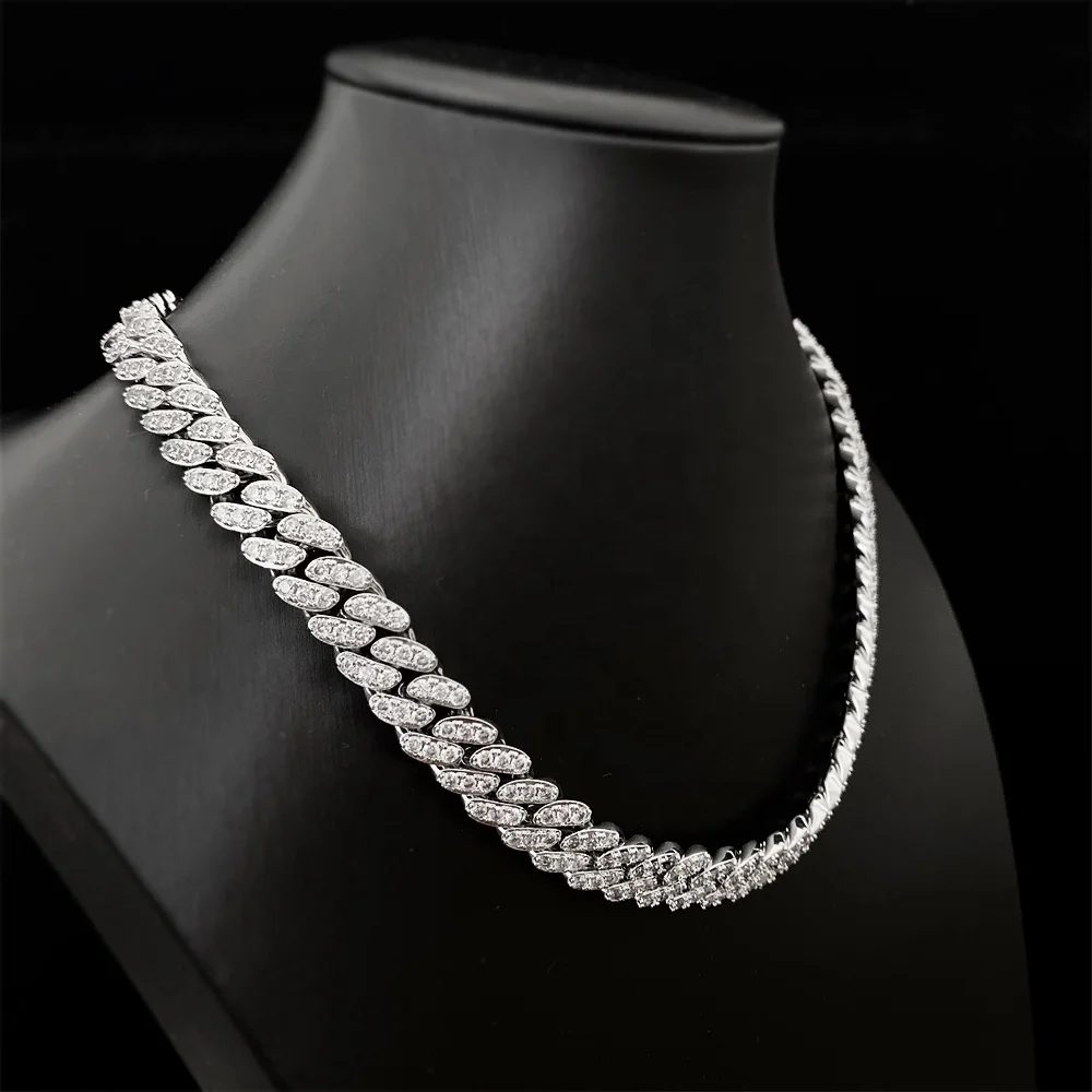 GRA Certificate VVS Moissanite Diamond 8MM Round Edged Hip Hop Iced Out Jewelry Cuban Link Chain Necklaces