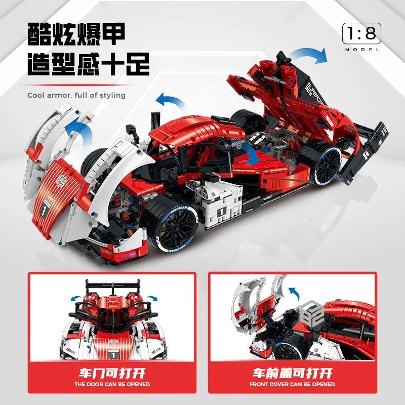 Guly 10615  Sportcar Technical Car Set Vehicle Fit MOC-152808 963 Hypercar 499P Supercar Model Assembly Block Toy Gift