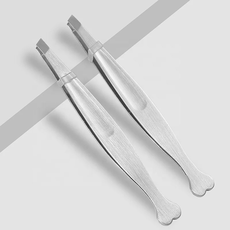 Heart Shaped Stainless Steel Eyebrow Tweezers Flat and Slanted Tip Hair Clip for Beauty False Eyelash Use