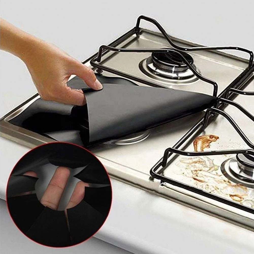 Hot Selling 4 Pcs Set Reusable Foil Cover Gas Stove Protector Non-Stick Stovetop Burner Sheeting Mat Pad Clean Liner