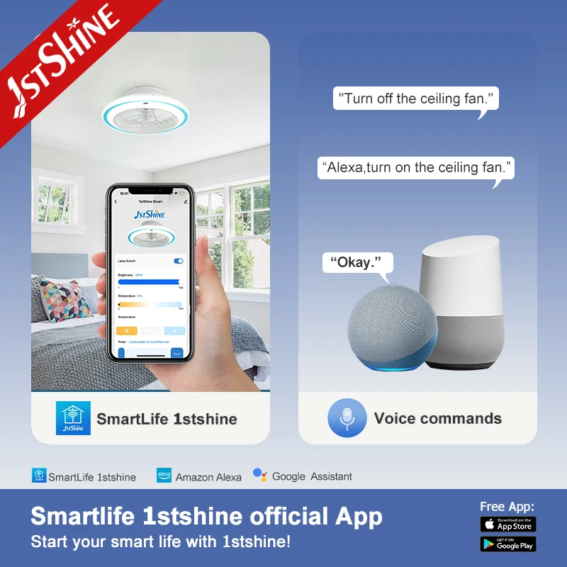1stshine LED ceiling fan electric flush mount space saving ceiling fan with remote