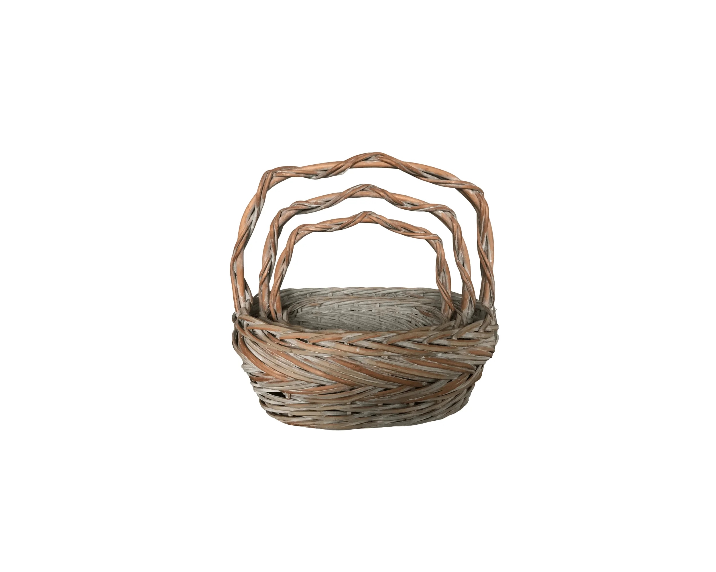 Cheap hot wholesale log large rattan wicker  fruit basket storage with handles