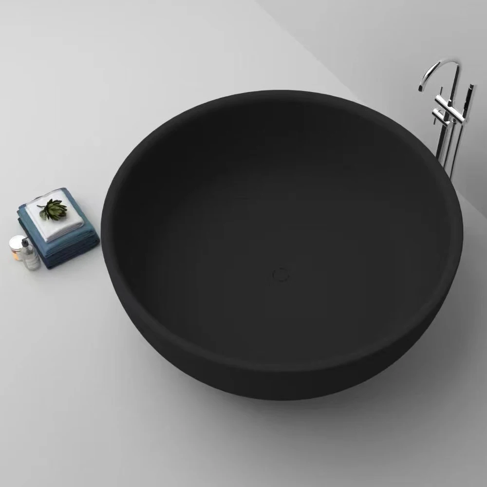 Черная матовая отдельно стоящая роскошная ванна из искусственного камня акриловая твердая поверхность