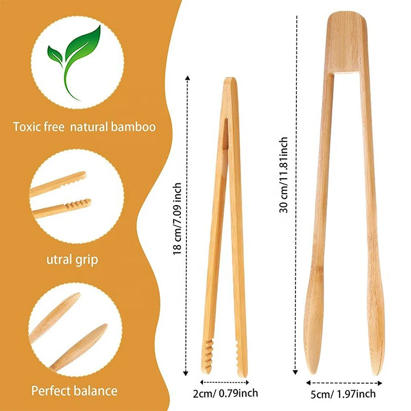 Amazon hot sales tea clip cooking accessories salad food tongs bamboo tongs for kitchen