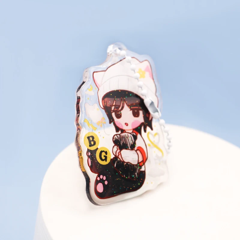 Shimmering Powder Acrylic Metal Keychain Maker Custom Printing Clear Logo Plastic Acrylic Key Chains For Gifts