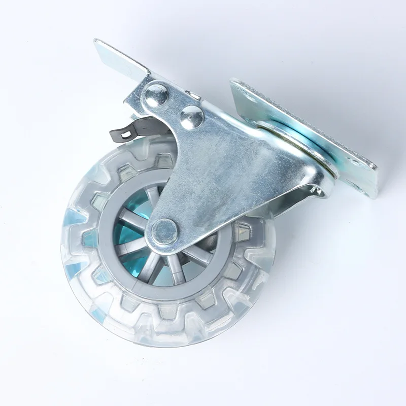 Wholesale 3 inch fully transparent caster PVC wheel Office Chair Caster with brake