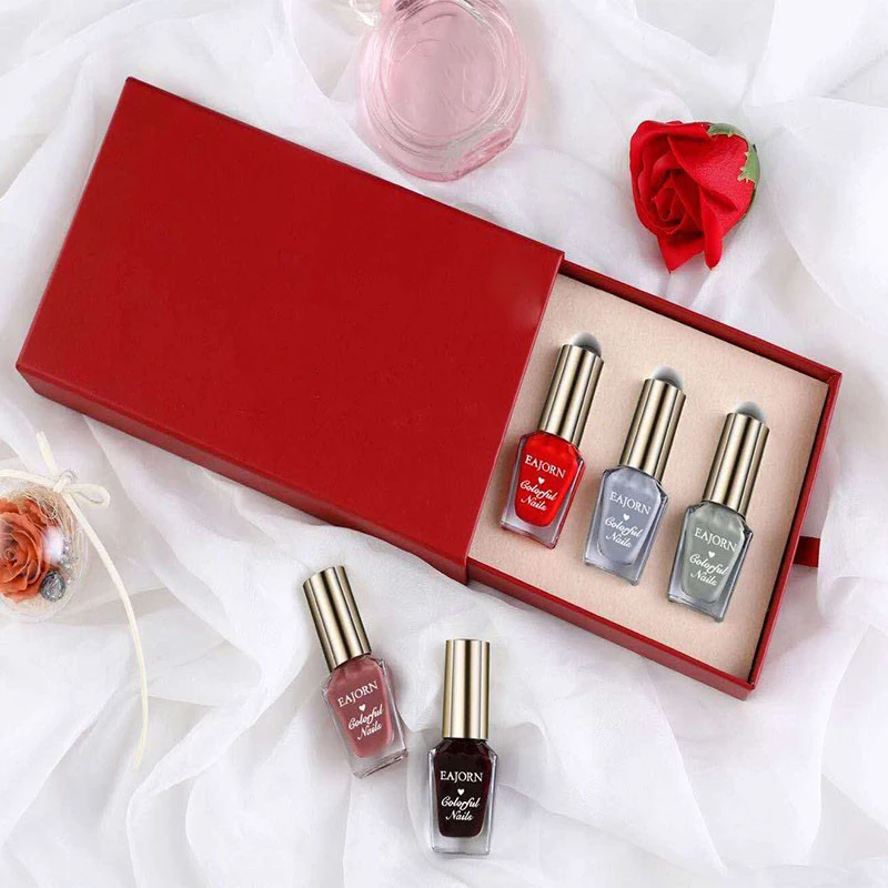 Low MOQ Custom Oil Nail Gel Polish bottle Cosmetics Package Storage Cardboard Drawer Boxes With Paper Sleeve/ Foam/ Eva Insert